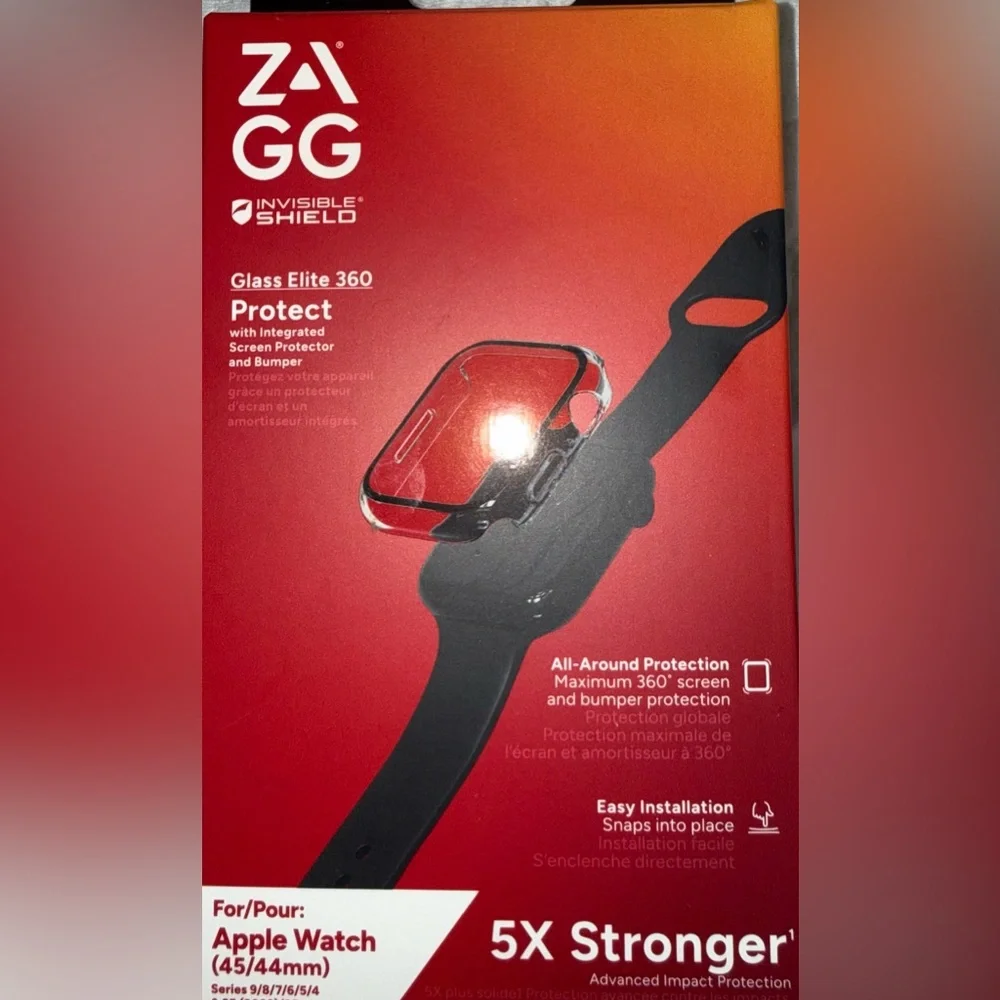 NWT ZAGG InvisibleShield Glass Elite 360 Bumper Protection Apple Watch 44 & 45mm